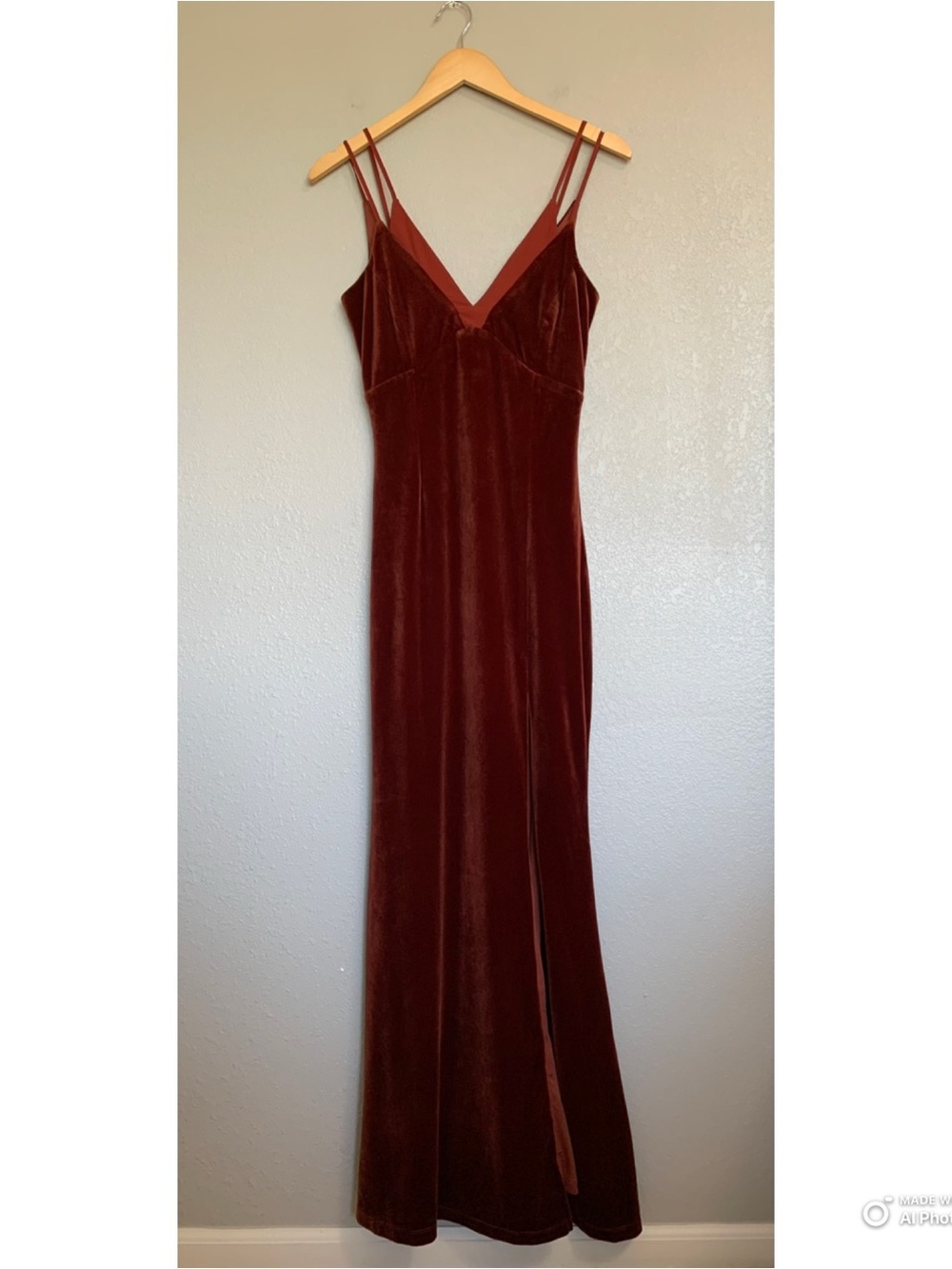 Lulus XS Immensely Glam Rust Velvet Backless Maxi Dress NWT FLAW Formal Party - Picture 3 of 15